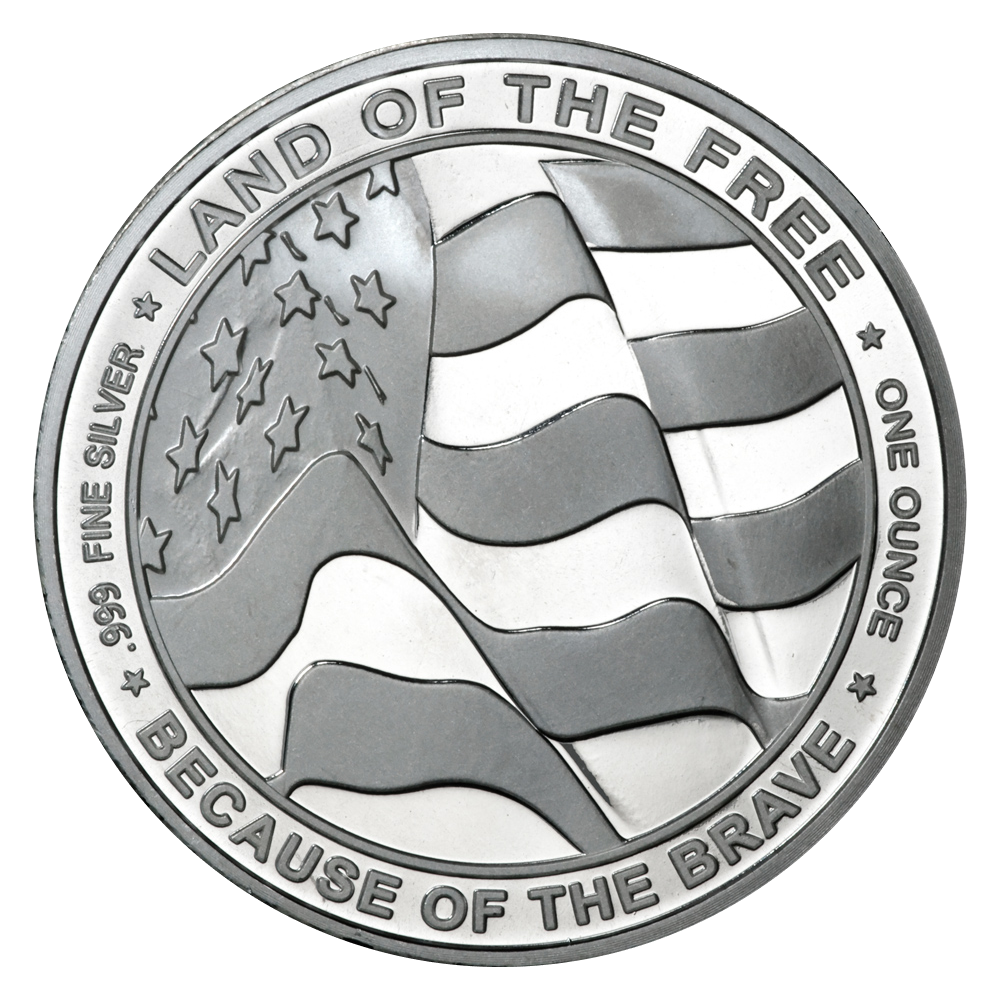 1 oz US Army "Because of the Brave" Silver Round - Reverse