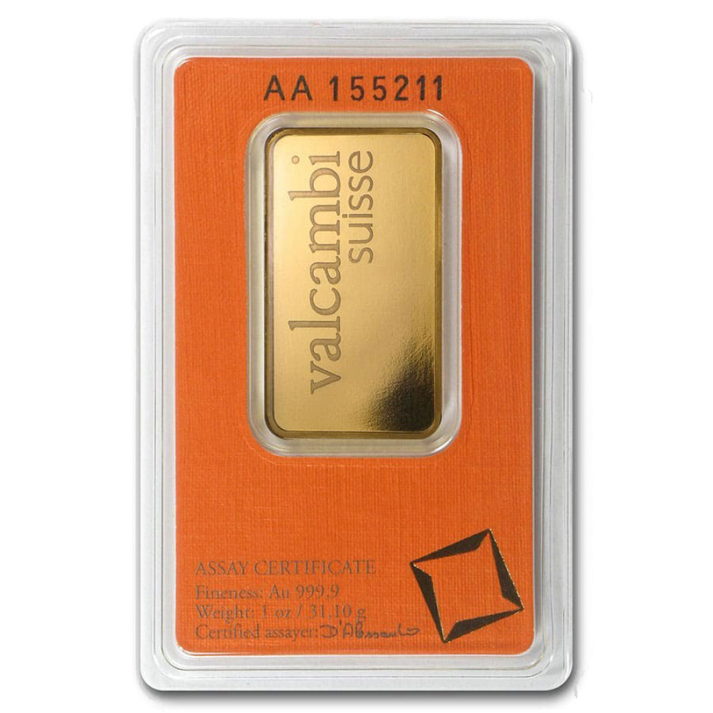 1 oz Valcambi Suisse Gold Bar in Assay Card