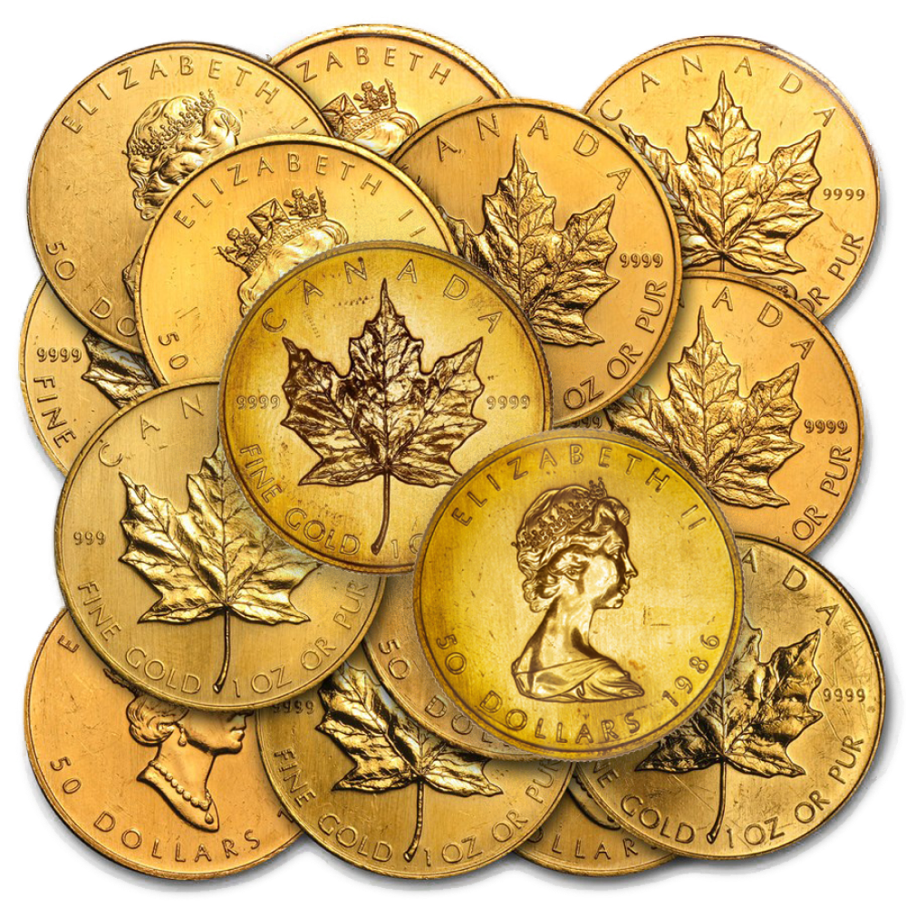 1 oz Gold Maple Leaf Coins (Varied Year and Condition)