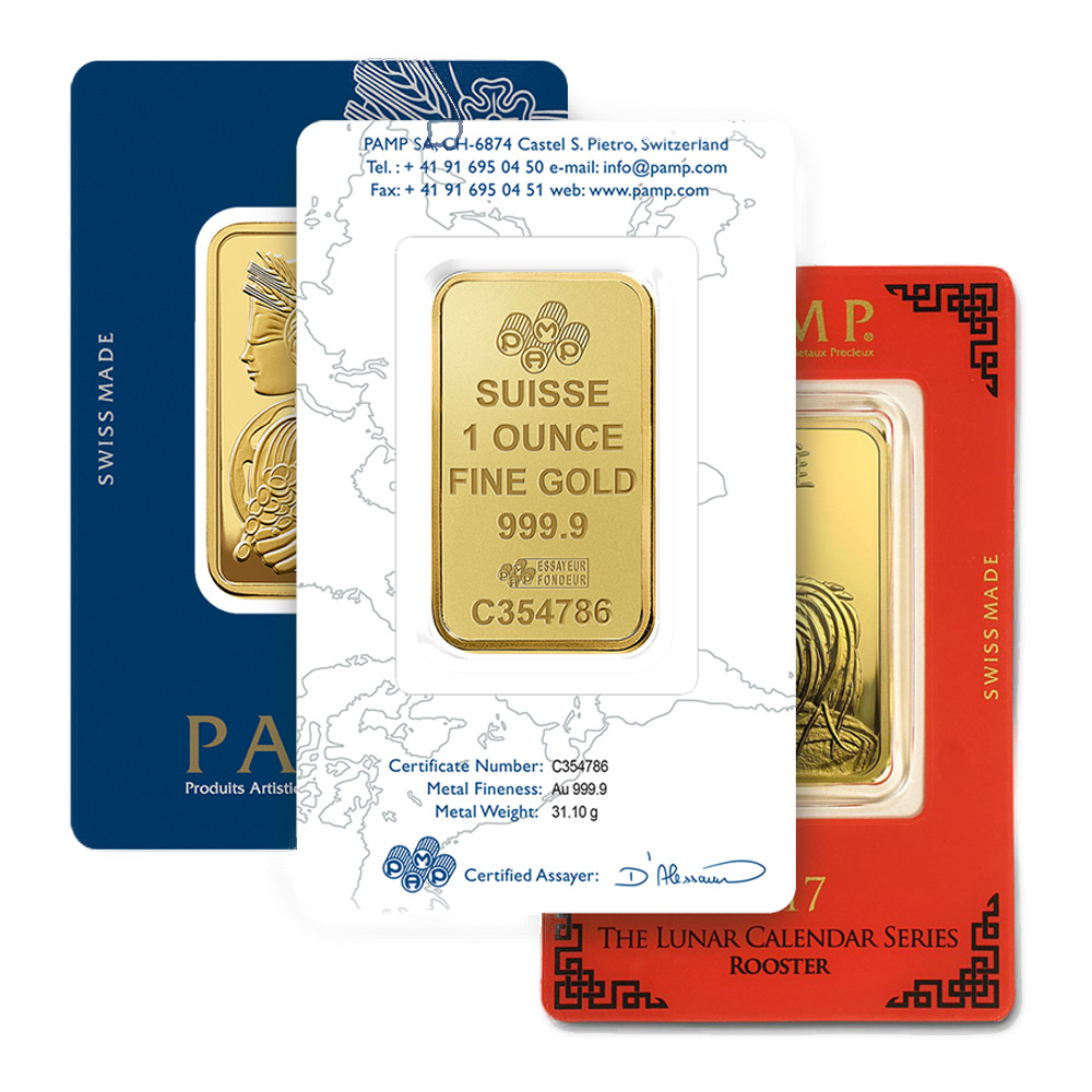 1 oz PAMP Gold Bars - Assorted Designs