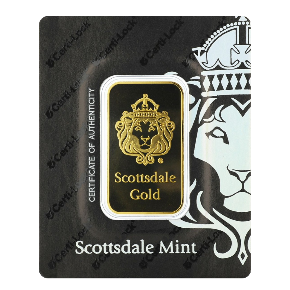 1 oz Scottsdale Lion Gold Bar (In-Assay)