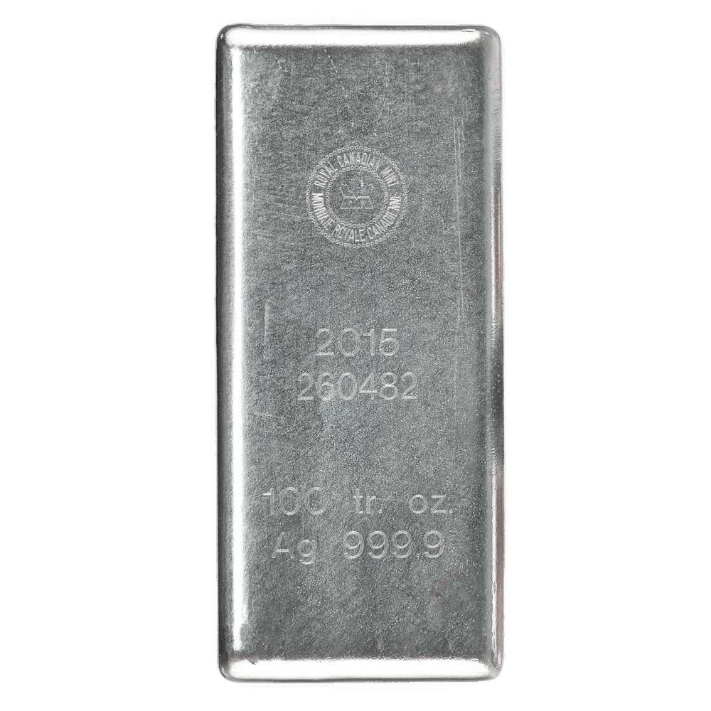 Buy 100 oz Royal Canadian Mint Silver Bars (.9999)