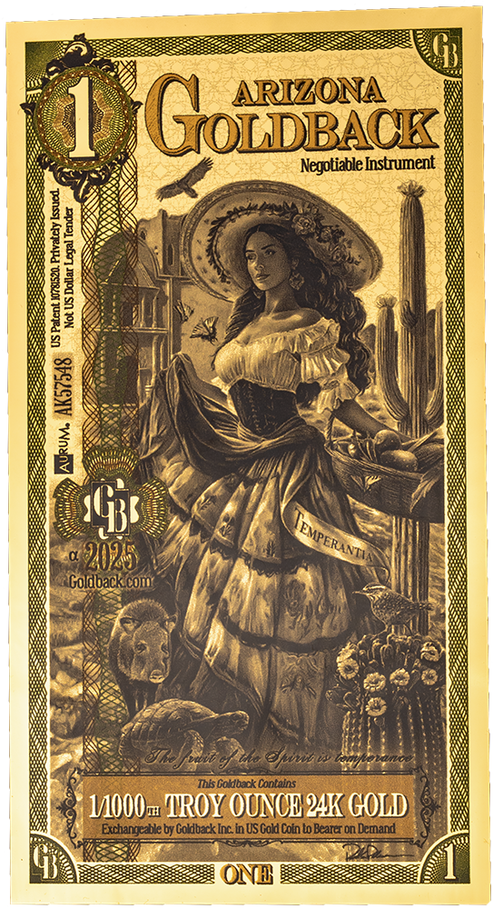 1 Arizona Goldback Gold Note