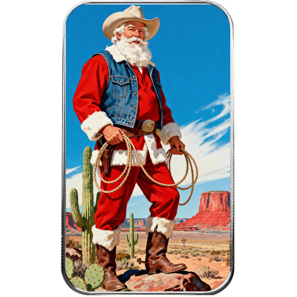 1 oz Cowboy Santa Silver Bar