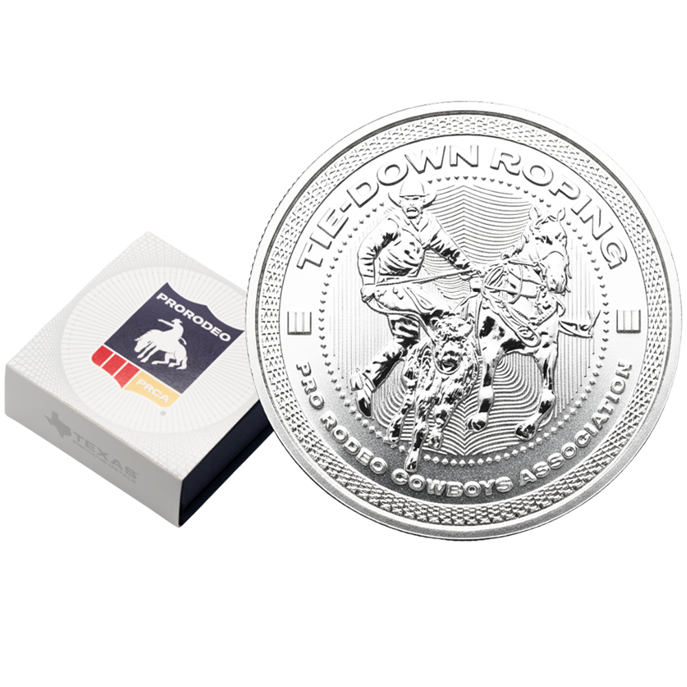 1 oz PRCA Tiedown Roping Silver Round (Reverse Proof) with Custom Box 