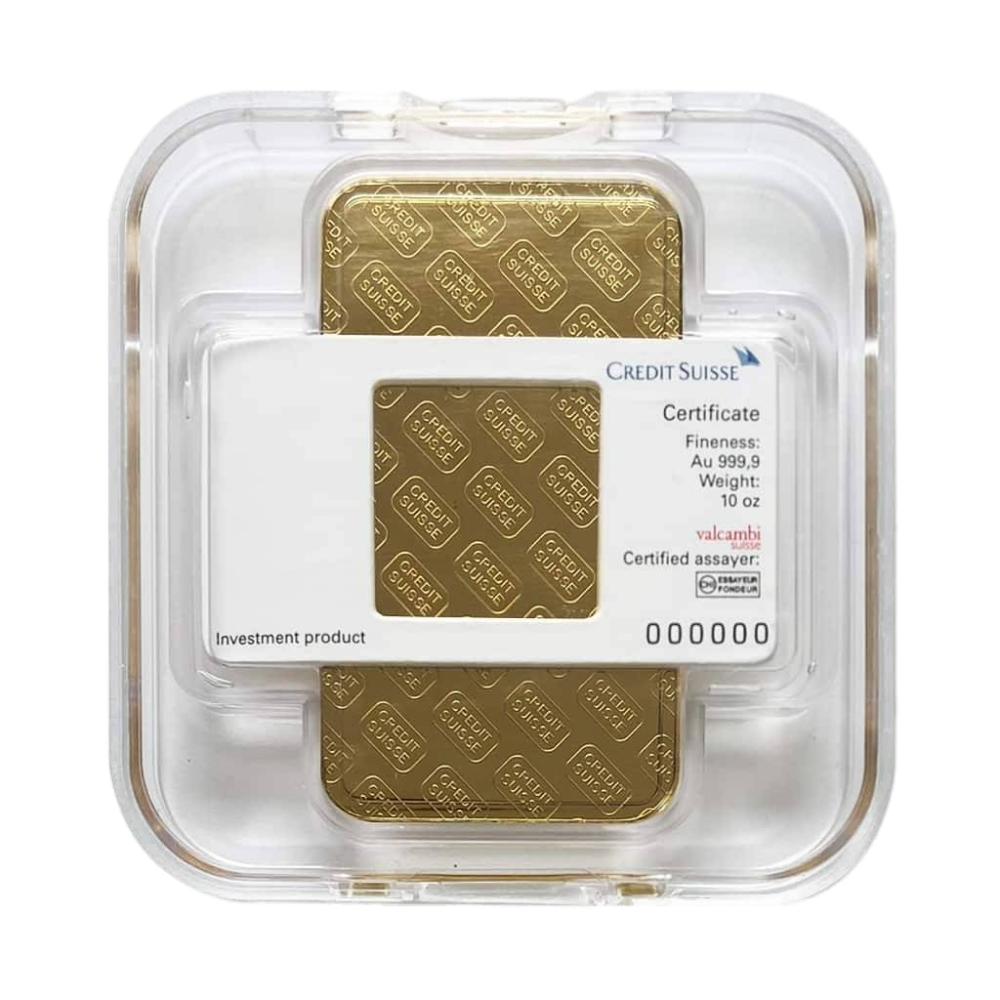 10 oz Credit Suisse Gold Bar - Reverse