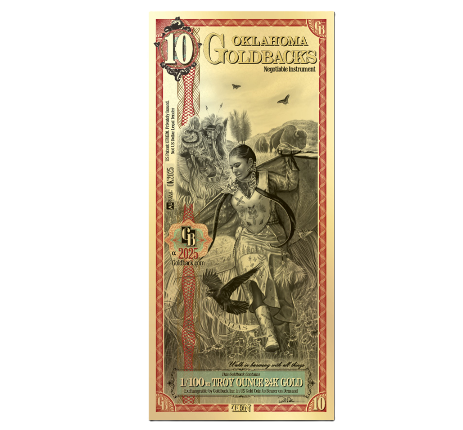 10 Oklahoma Goldback Gold Note