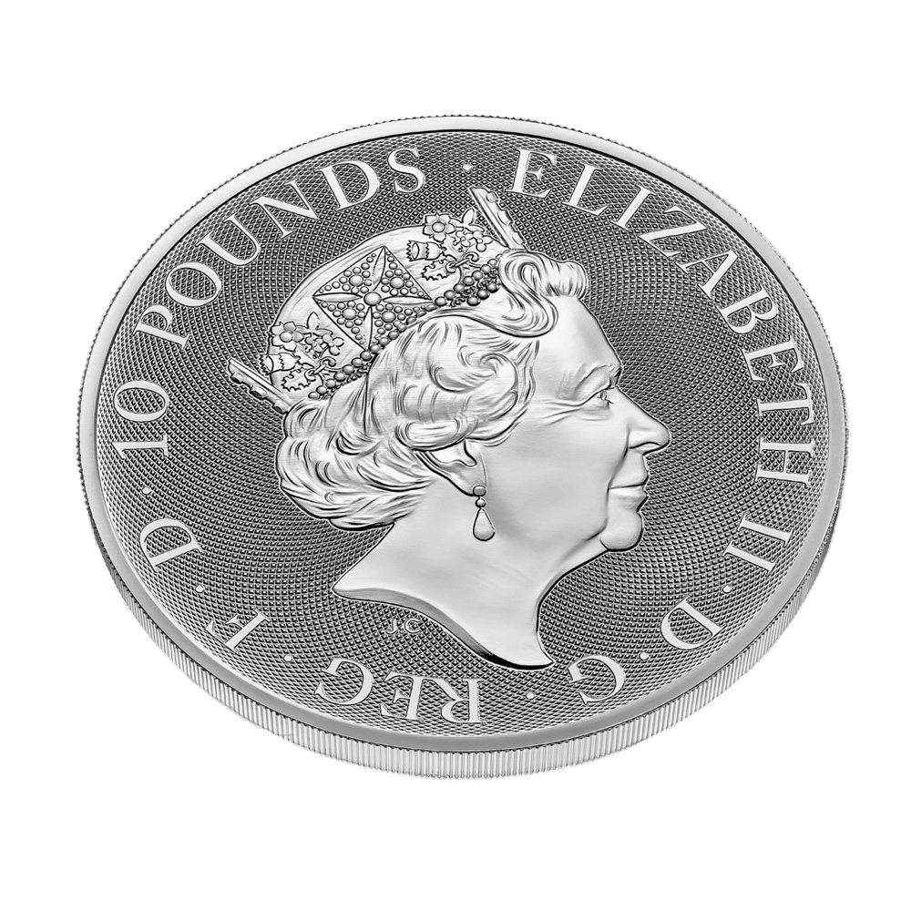 2023 Royal Mint 10 oz Tudor Beasts Yale Silver Coin - Reverse