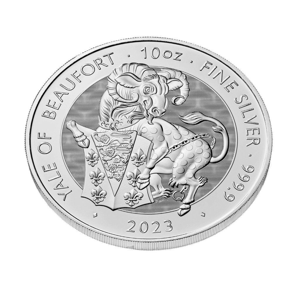 2023 Royal Mint 10 oz Tudor Beasts Yale Silver Coin - Obverse