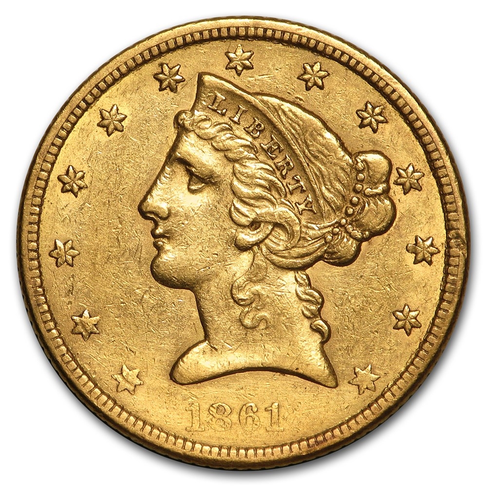 Pre-33 $5 Liberty Gold Half Eagle (XF) - Reverse