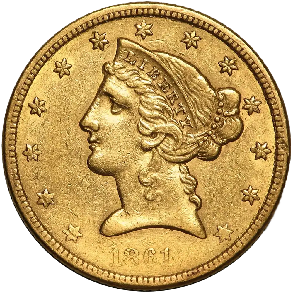 Pre-33 $5 Liberty Gold Half Eagle (XF) - Reverse