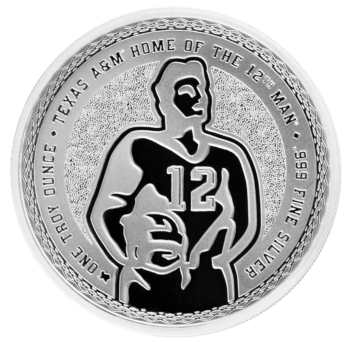 1 oz Texas A&amp;M 12th Man Silver Round (Reverse Proof) with Custom Box