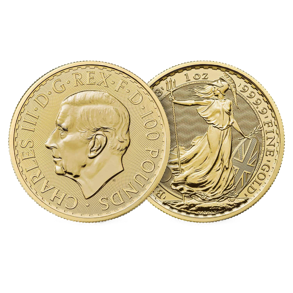 1oz 2023 King Charles III Royal Mint Gold Britannia Coin - Front and Back