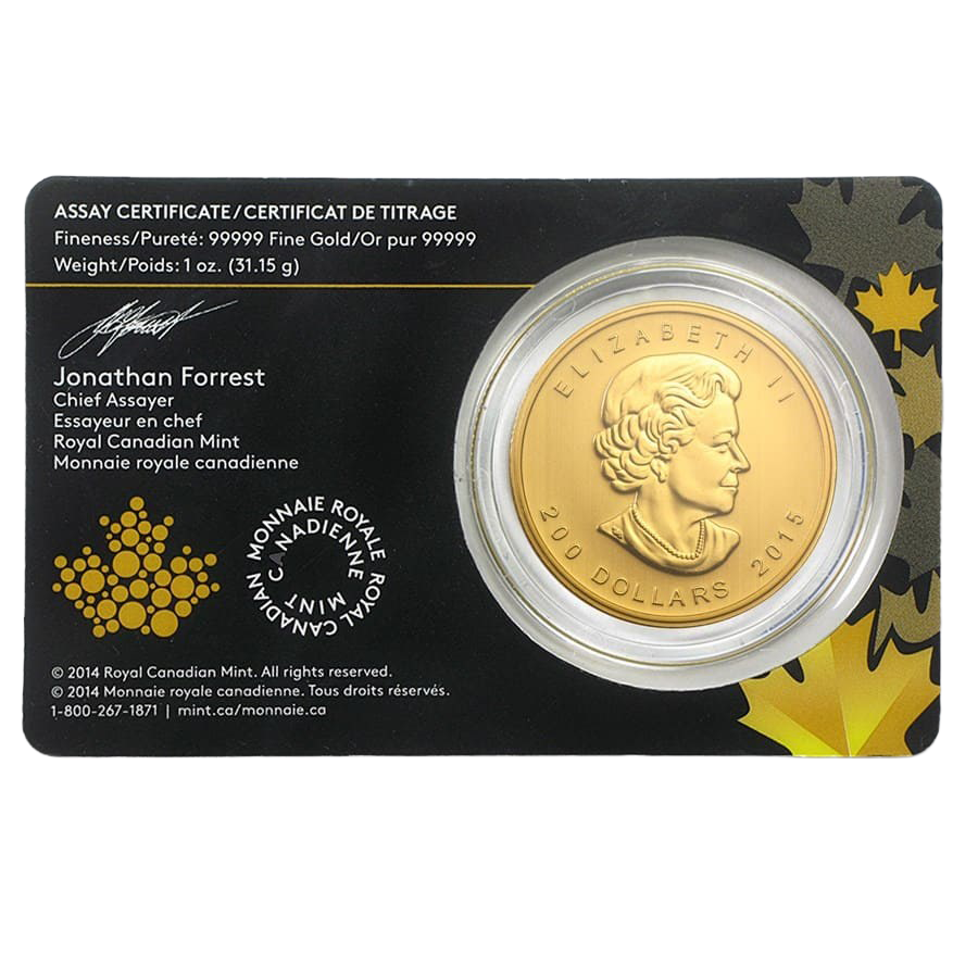 2015 Canada 1 oz Gold Growling Cougar .99999 BU (Assay Card