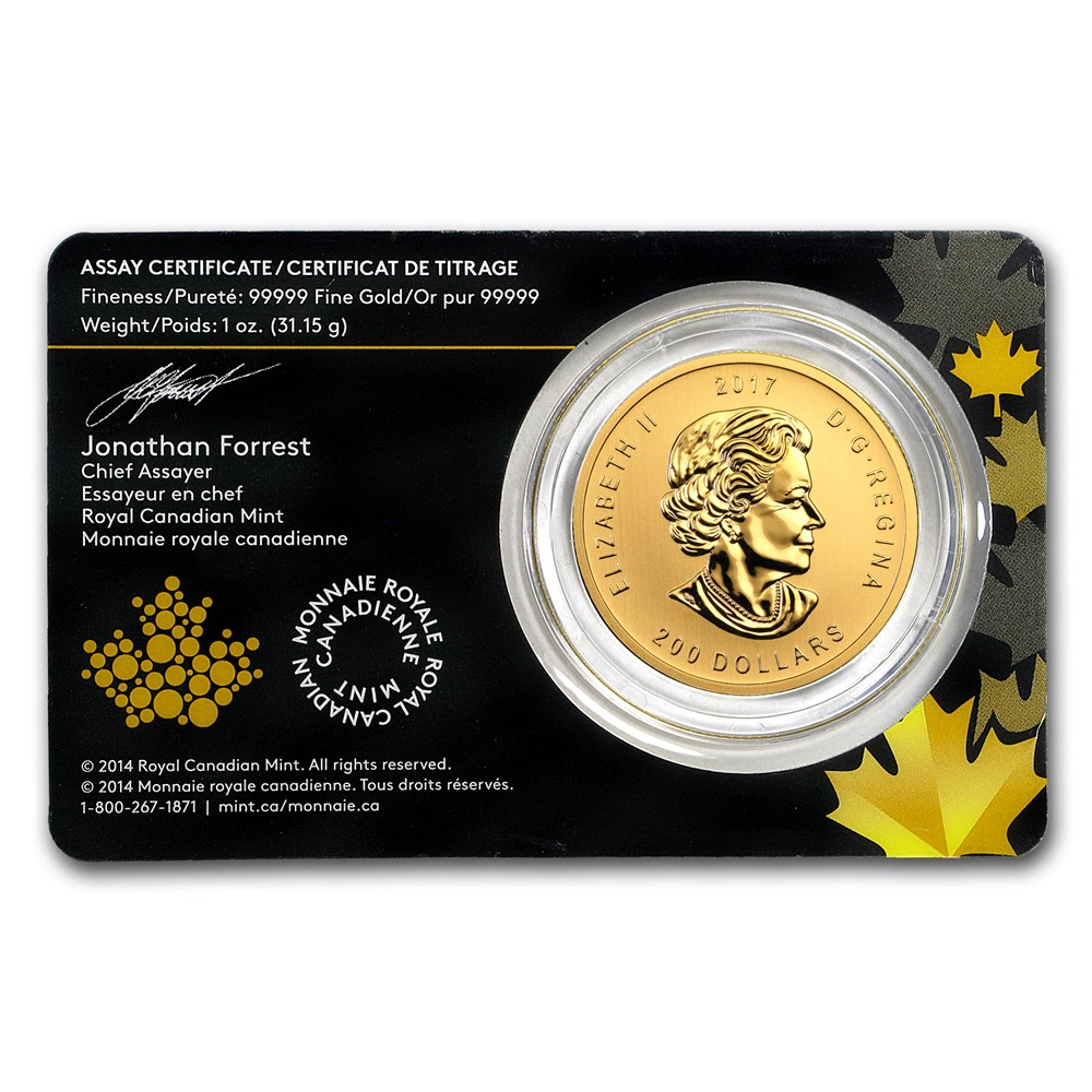 2017 Canadian 1 oz Gold Elk .99999 BU (Assay Card) | Texas