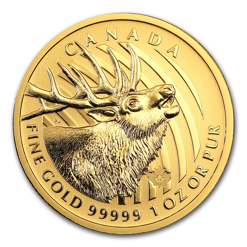 2017 Canadian 1 oz Gold Elk .99999 BU (Assay Card) | Texas