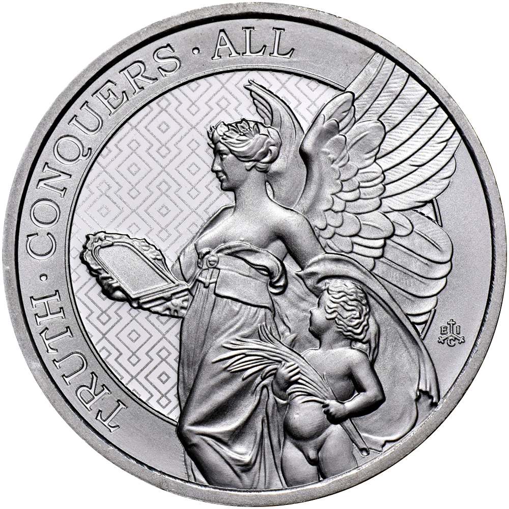 2022 St. Helena 1 oz Silver Queens Virtues Truth Coin - Reverse