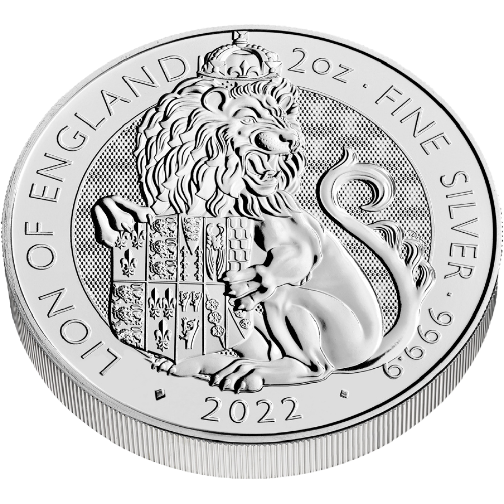 2022 Royal Mint 2 oz Tudor Beasts Lion Silver Coin - Reverse