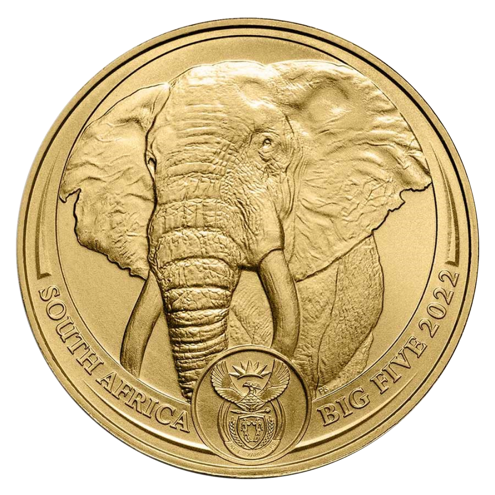 1 oz South African Big 5 Gold Elephant Coin - Obverse