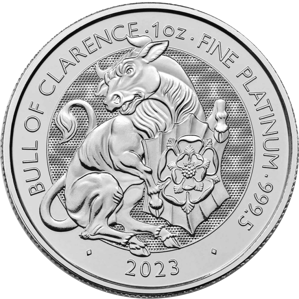 1 oz Royal Mint Tudor Beast Bull of Clarence Platinum Coin - Reverse