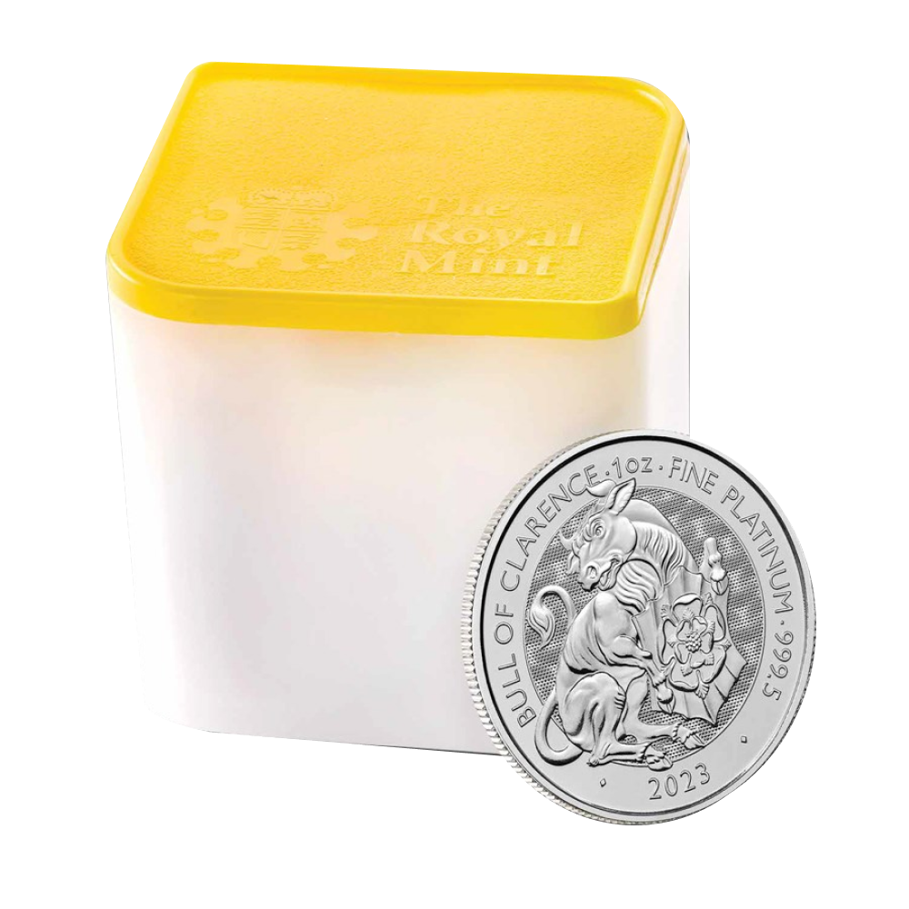 1 oz Royal Mint Tudor Beast Bull of Clarence Platinum Coin - Tube of 10