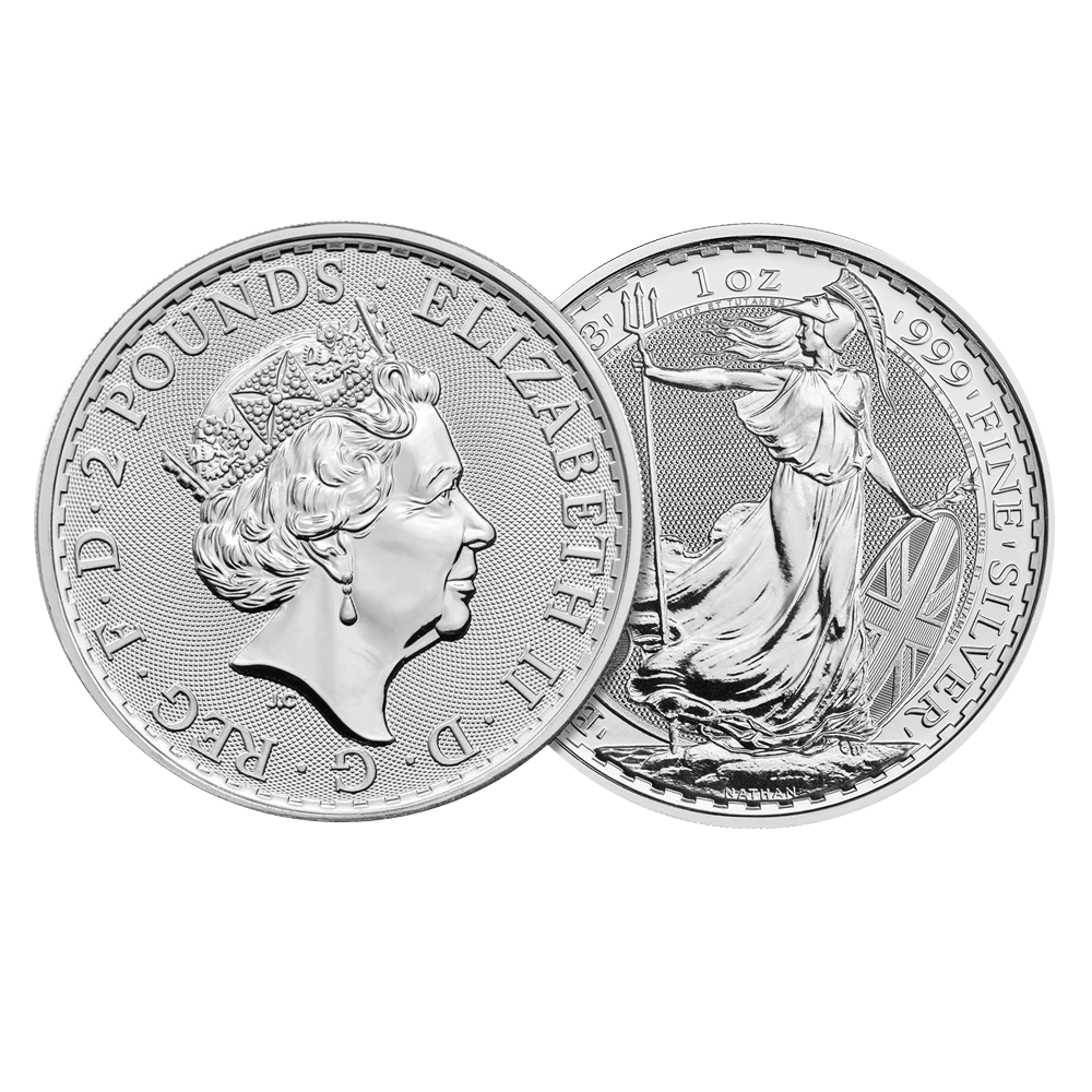 2023 Queen Elizabeth II Royal Mint Silver Britannias - Front and Back