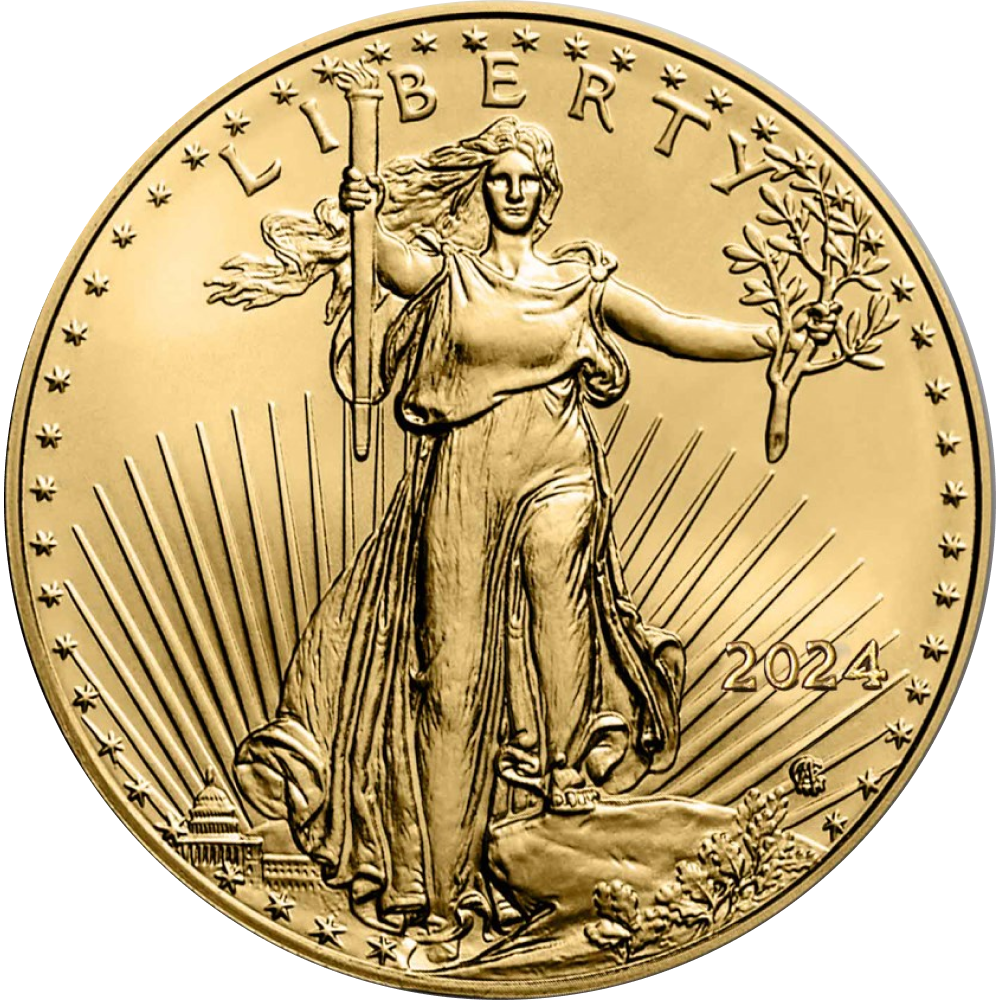 2024 Tenth oz American Gold Eagle Coin - Obverse