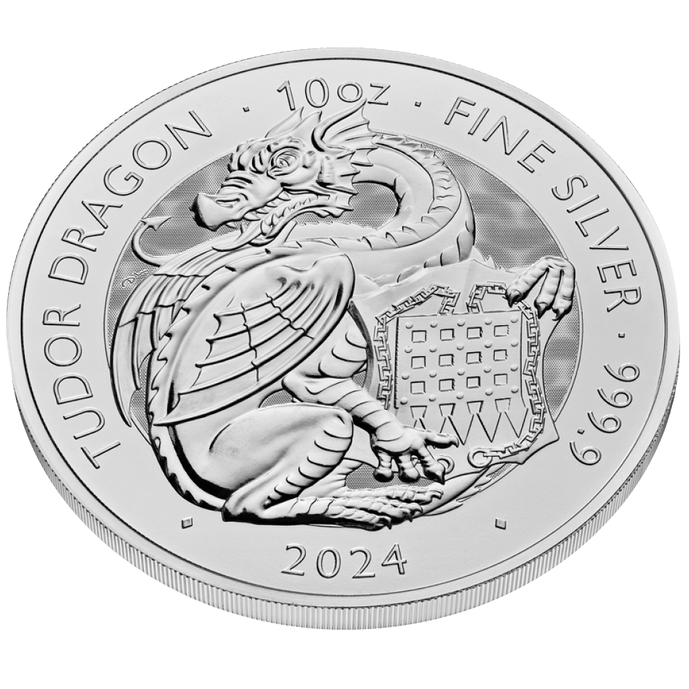 2024 Royal Mint 10 oz Tudor Beasts Dragon Silver Coin