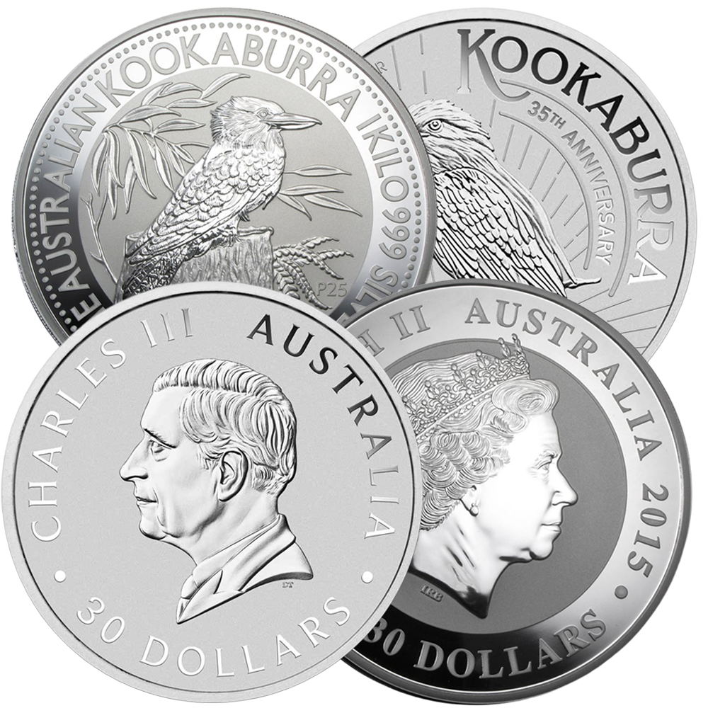Australian Silver Kookaburras (1 Kilo, 32.15 ozs, Any Year) 