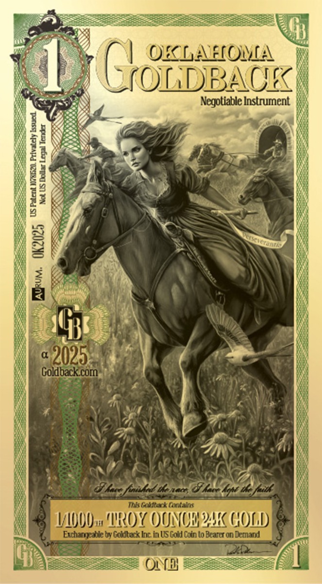 1 Oklahoma Goldback Gold Note
