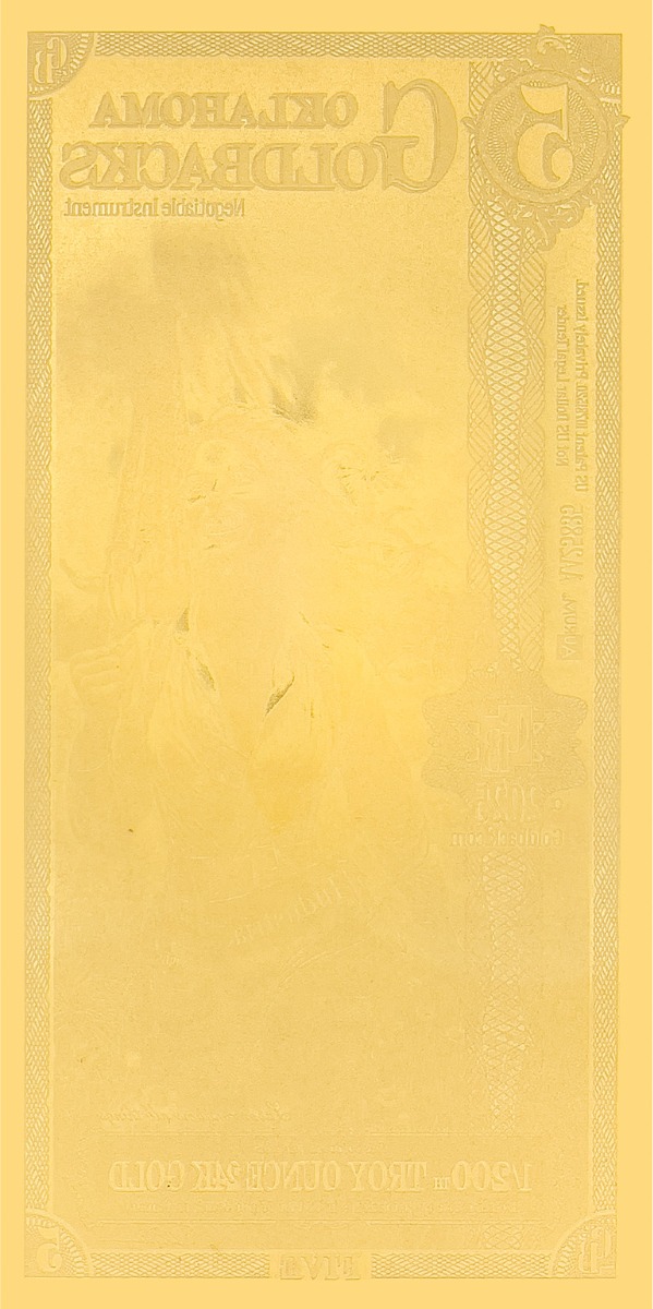 5 Oklahoma Goldback Gold Note