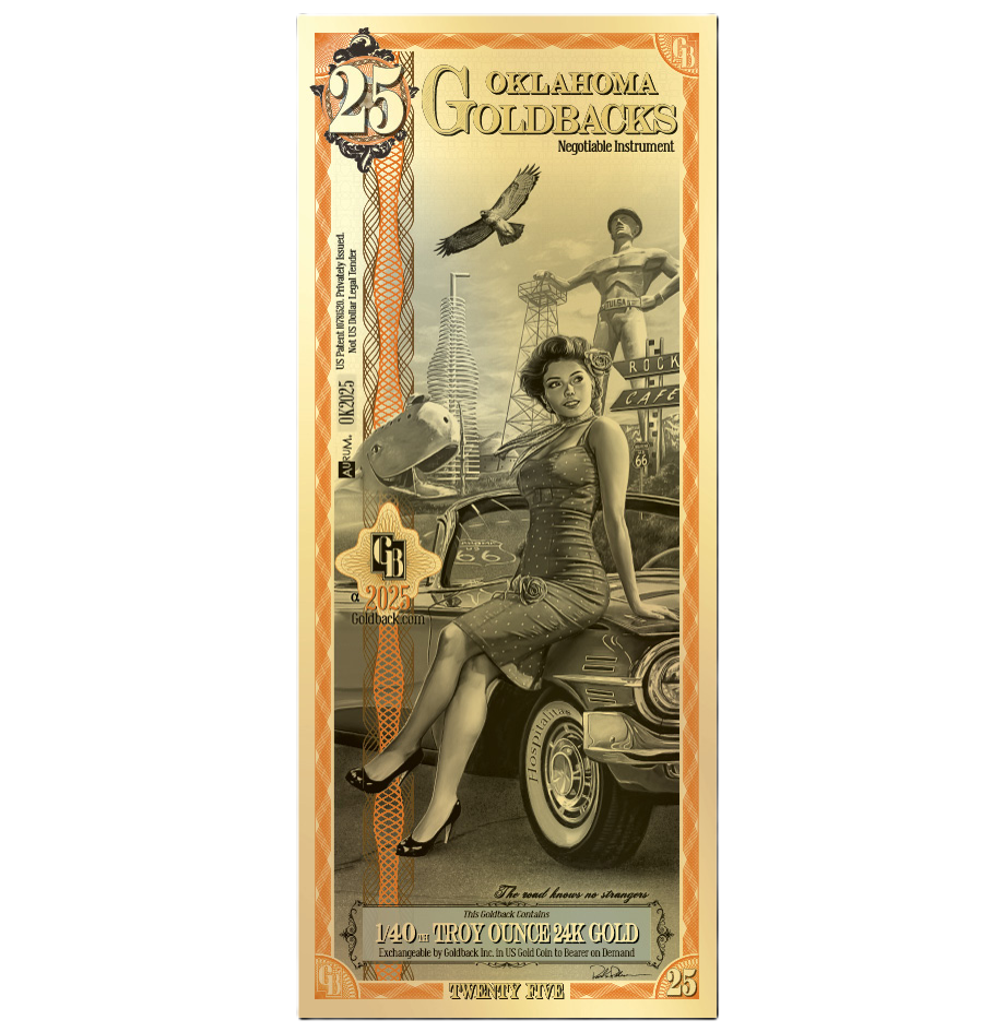 25 Oklahoma Goldback Gold Note