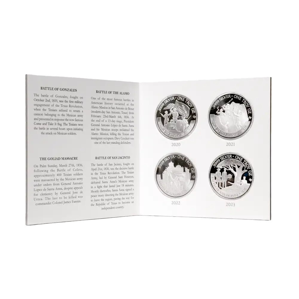 Texas Silver Round - Revolution Series 4-Coin Booklet - Open