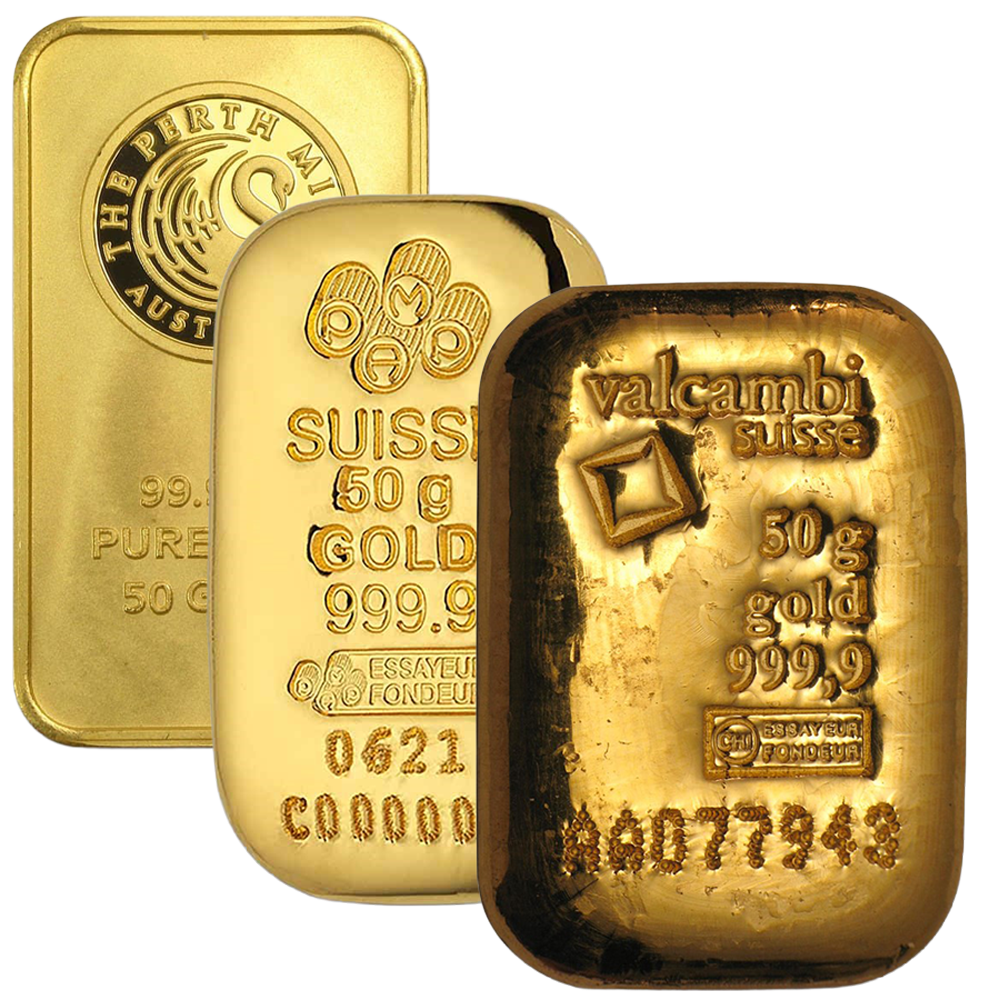 50 Gram Gold Bar (1.6075 ozs - Mint of Our Choice)