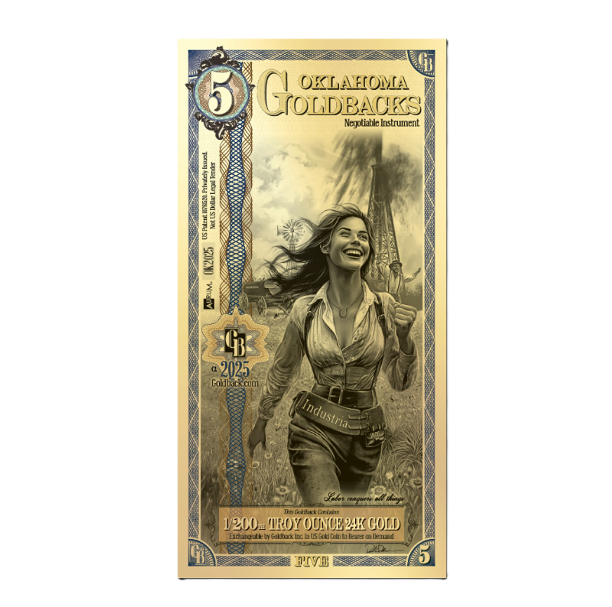 5 Oklahoma Goldback Gold Note