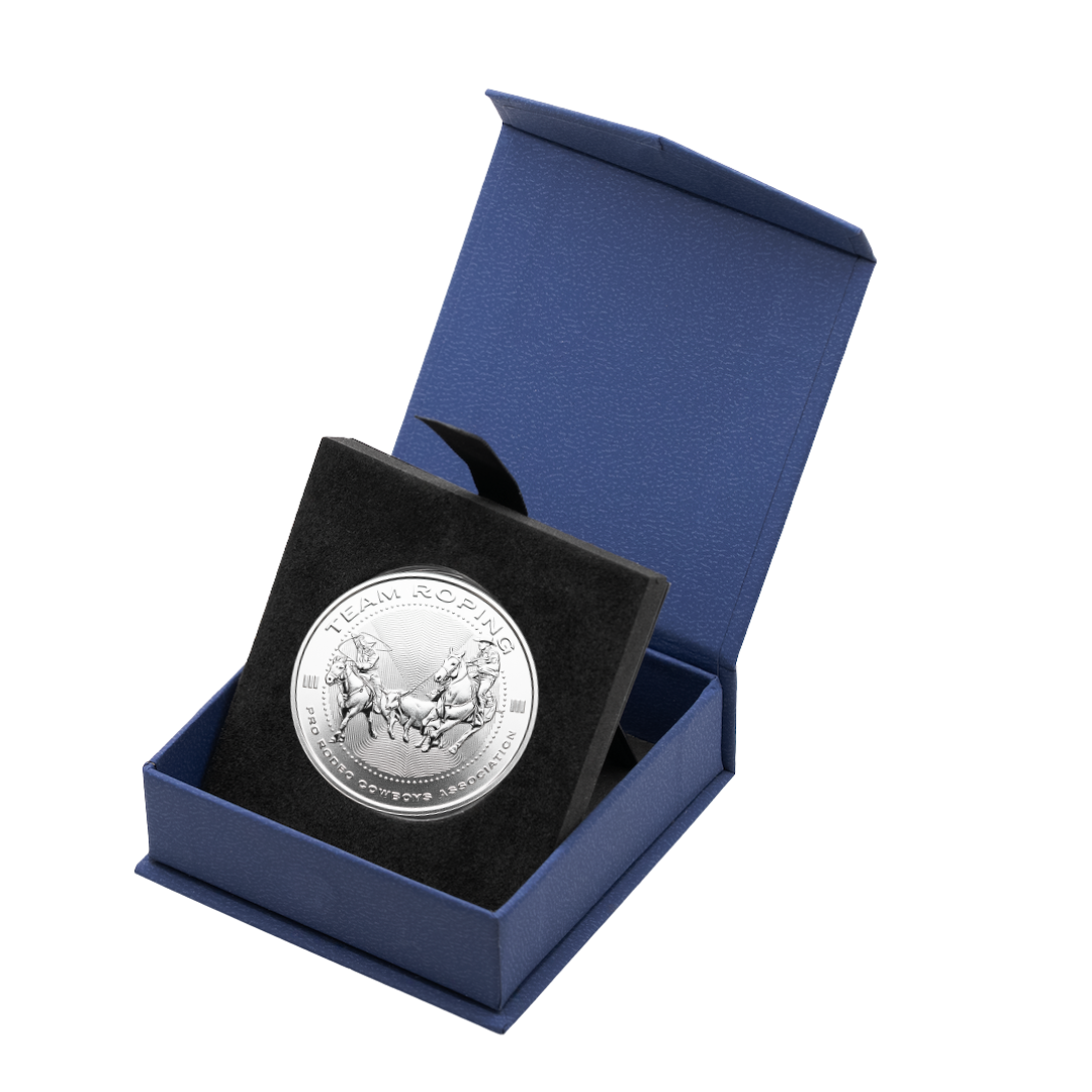 1 oz PRCA Tiedown Roping Silver Round (Reverse Proof) with Custom Box 