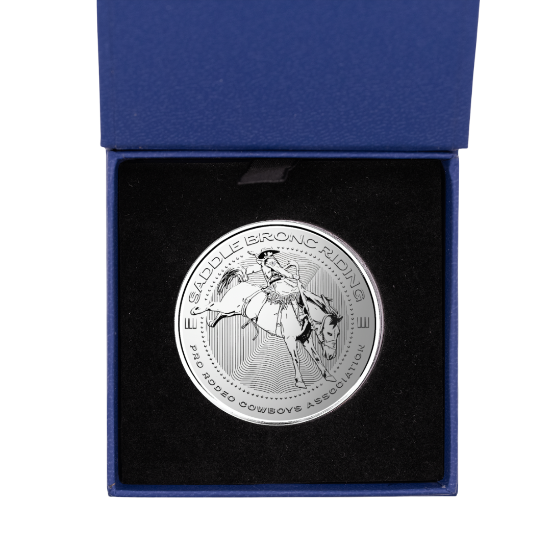 1 oz PRCA Saddle Bronc Silver Round (Reverse Proof) with Custom Box 
