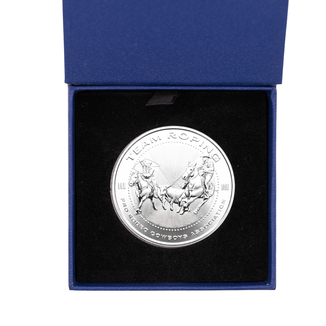 1 oz PRCA Team Roping Silver Round (Reverse Proof) with Custom Box 