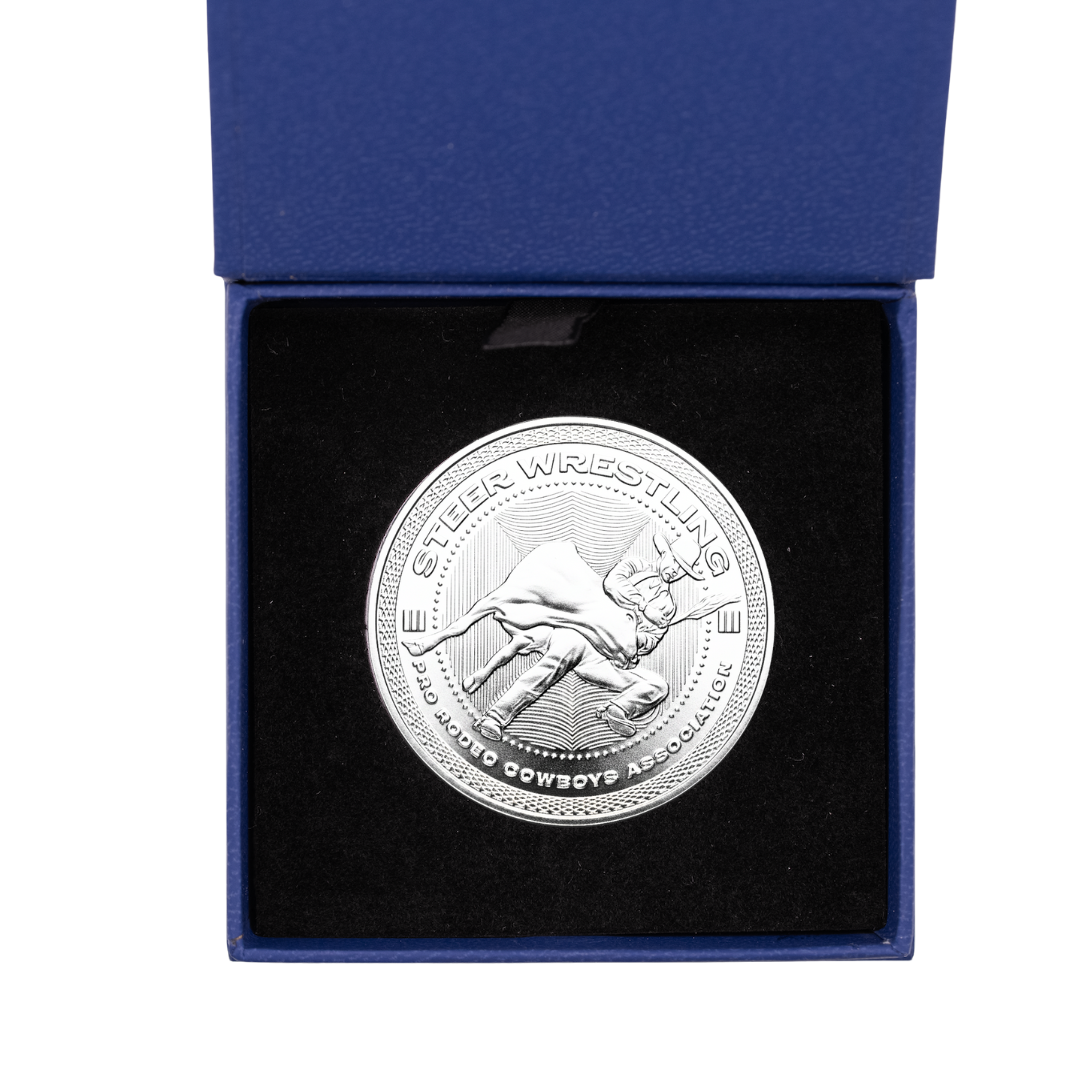 1 oz PRCA Steer Wrestling Silver Round (Reverse Proof) with Custom Box 