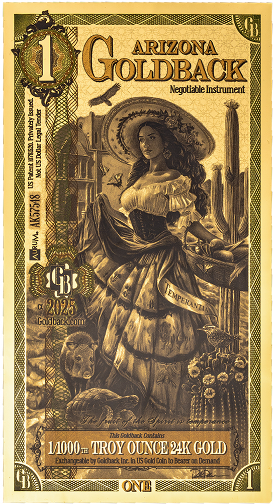 1 Arizona Goldback Gold Note