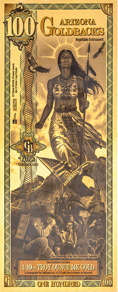 100 Arizona Goldback Gold Note