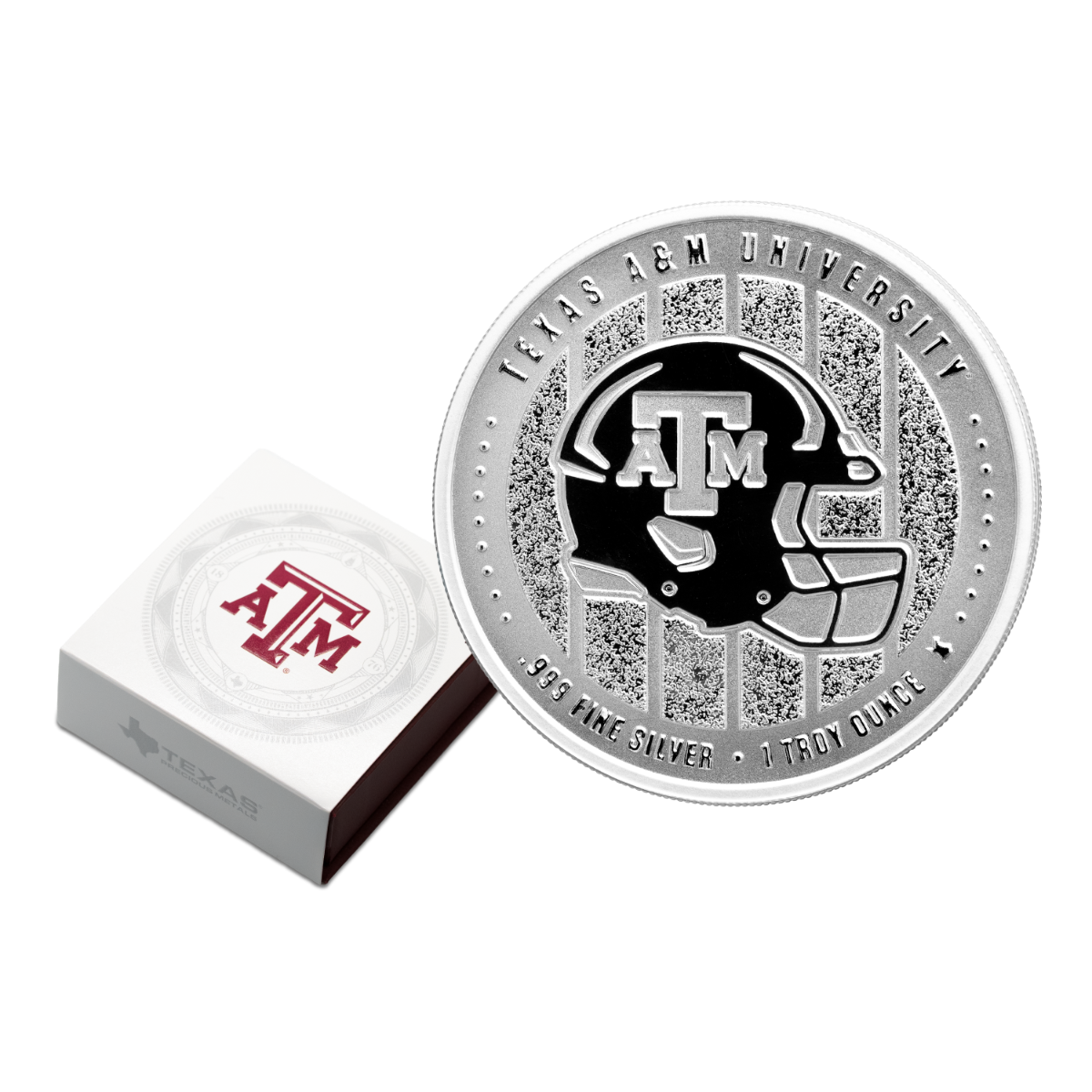 1 oz A&M Helmet Silver Round with Custom Box 