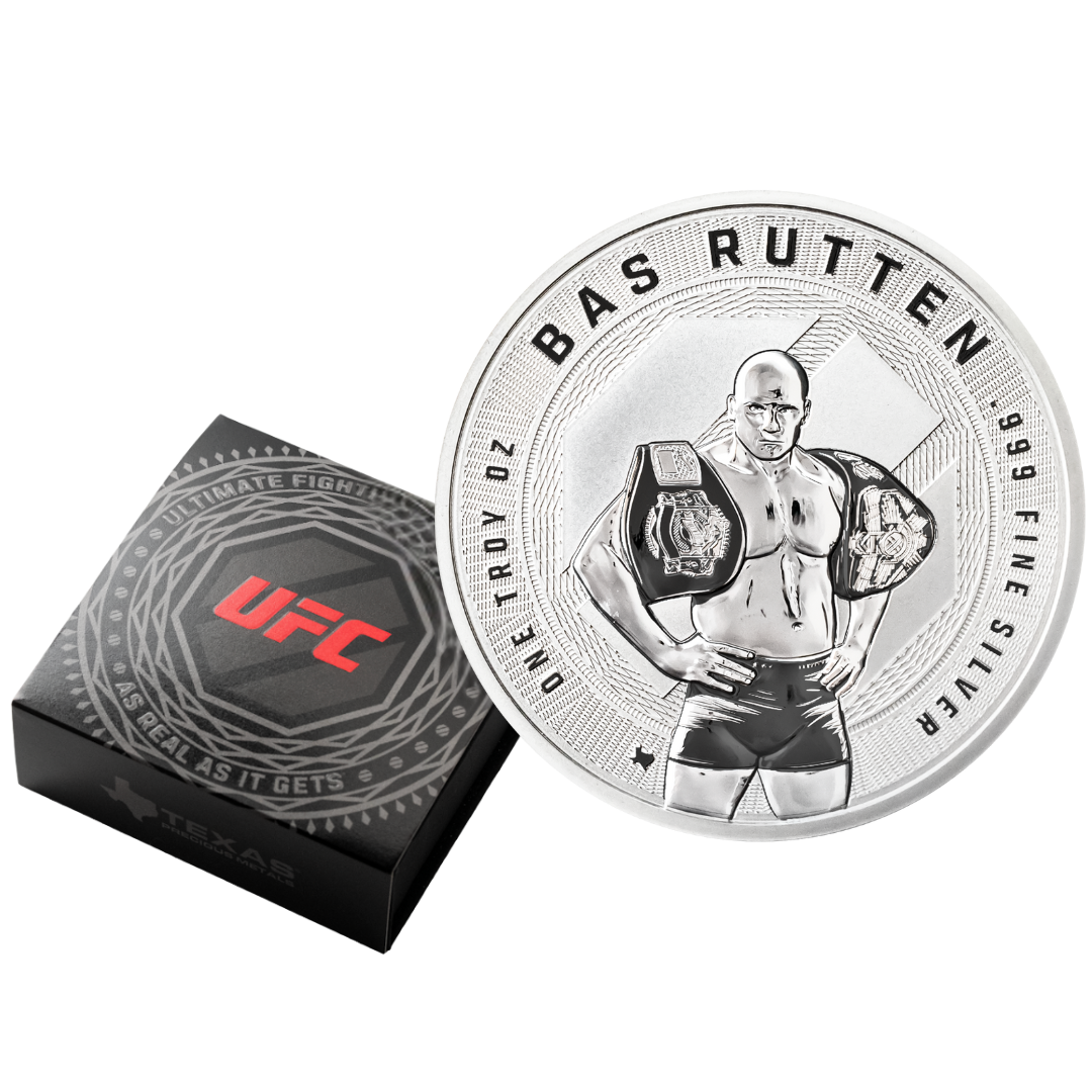 1 oz UFC Bas Rutten Silver Round (Reverse Proof) with Custom Box