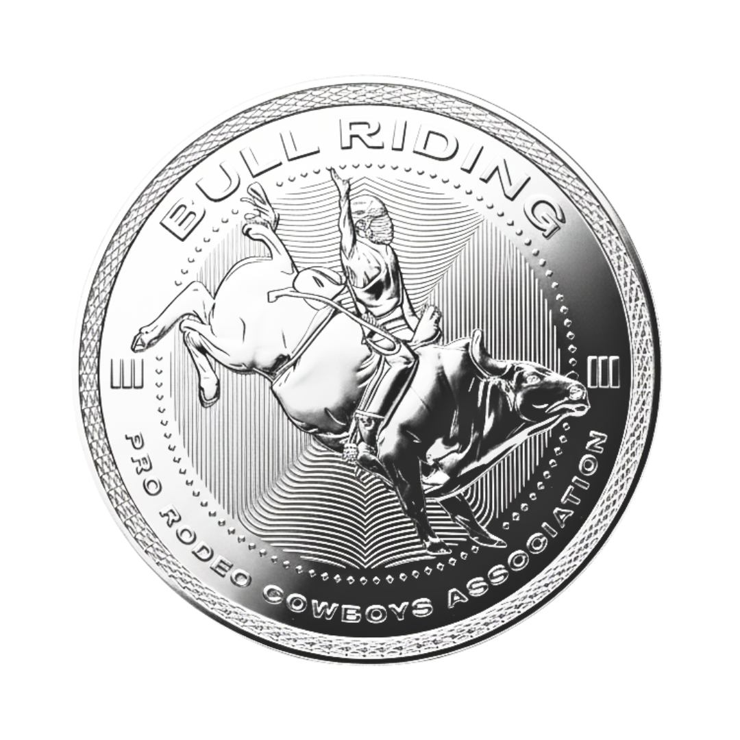 1 oz PRCA Bull Riding Silver Round (Reverse Proof)