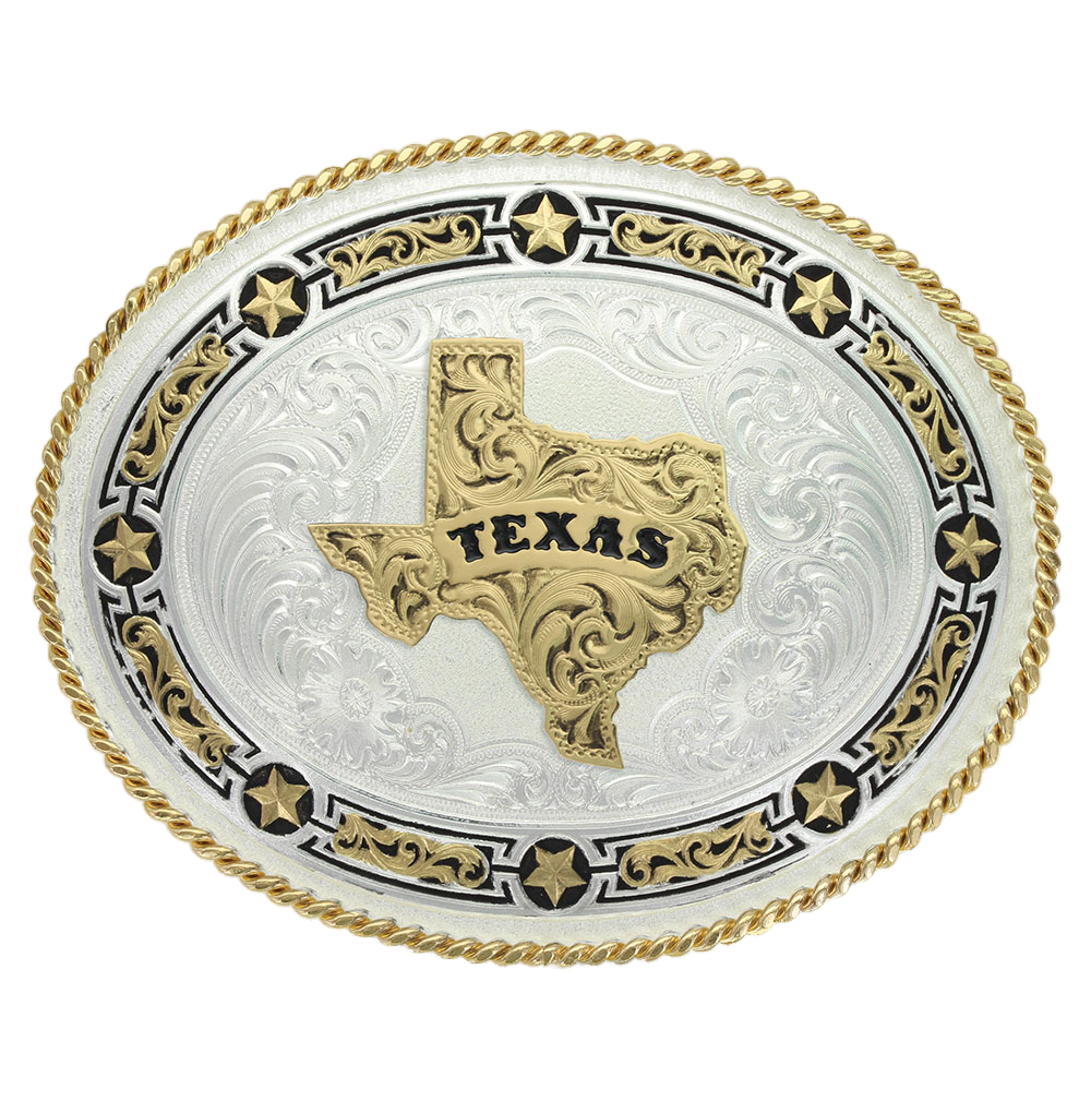 Star Links Western Belt Buckle with State of Texas