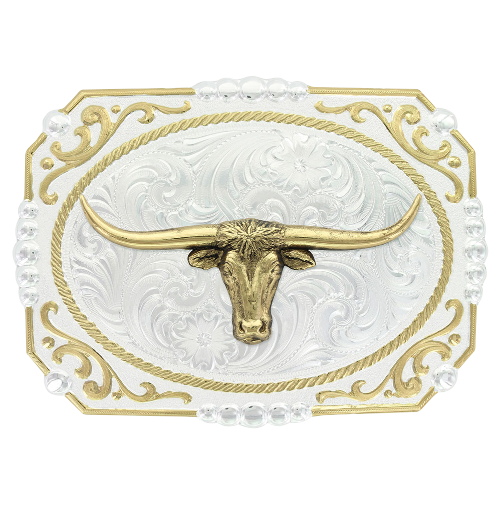 Two-tone Cowboy Cameo Buckle with Longhorn