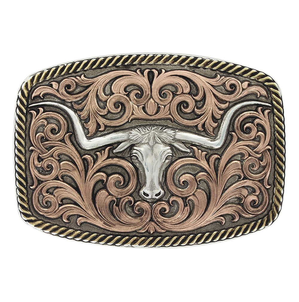 Tri-Color Champion Texas Longhorn Buckle