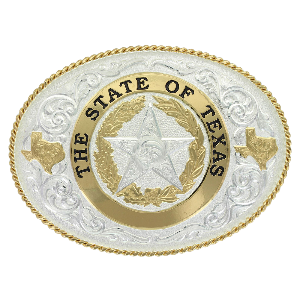 State of Texas Star Seal Western Belt Buckle
