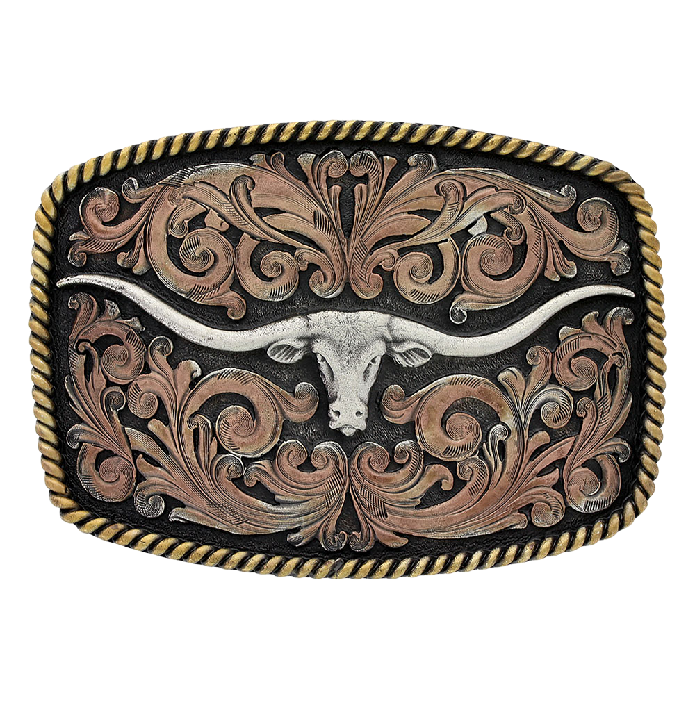 Tri-Color Texas Longhorn Attitude Buckle