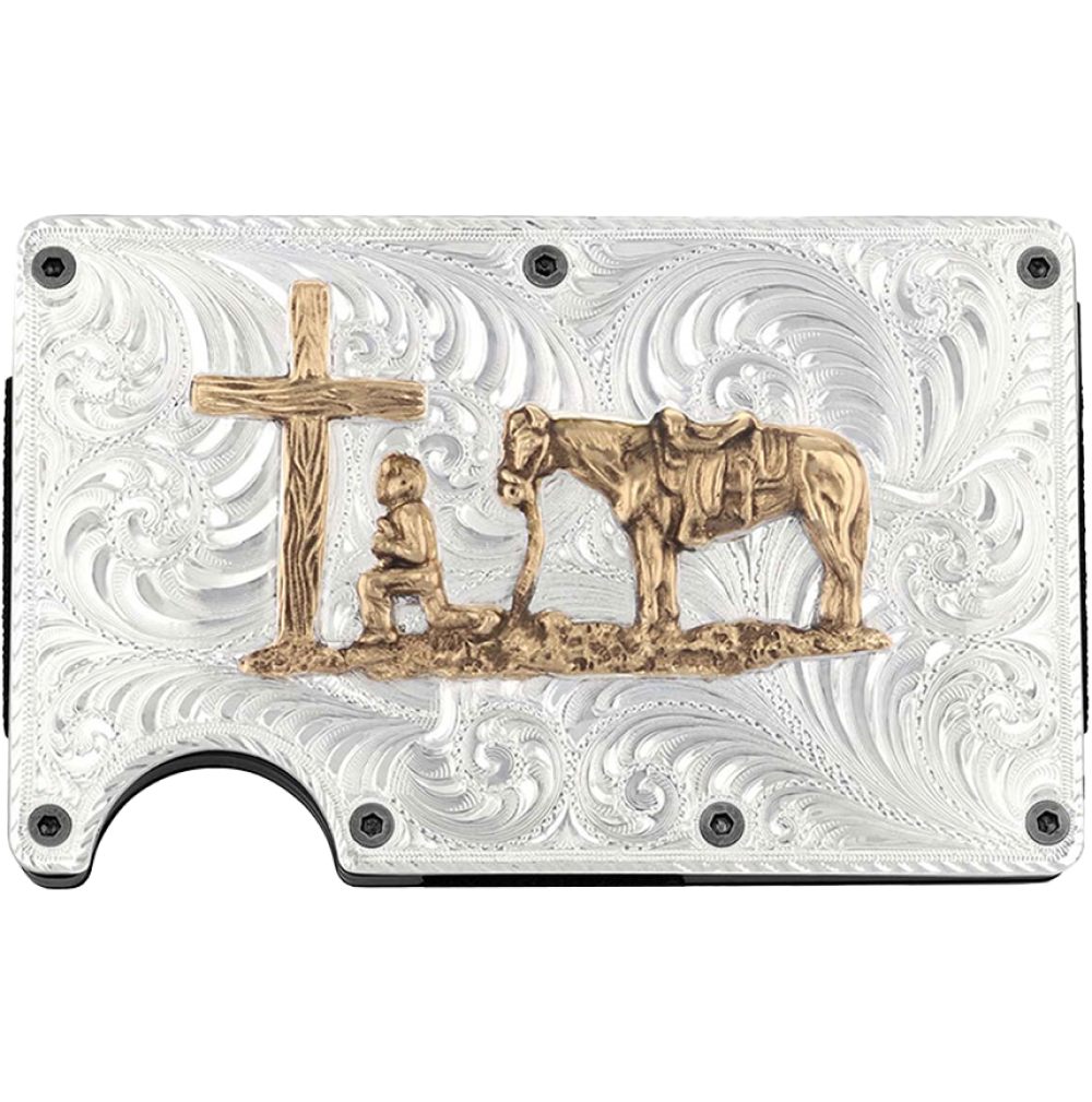 Montana Credit Card & Cash Case with Praying Cowboy